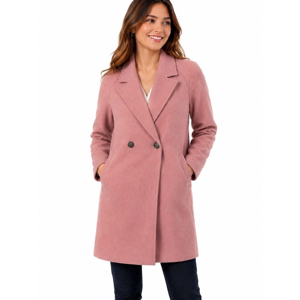 Allegra K Double-Breasted Minimalist Classic Feminine Pea Coat NWOT